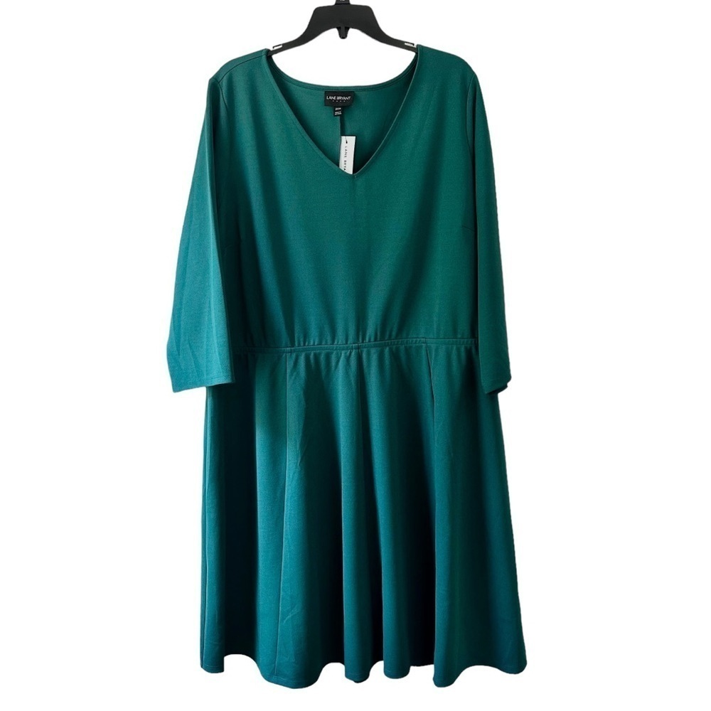 Lane Bryant Green Long Sleeve V-neck Women’s Plus Sized Dress